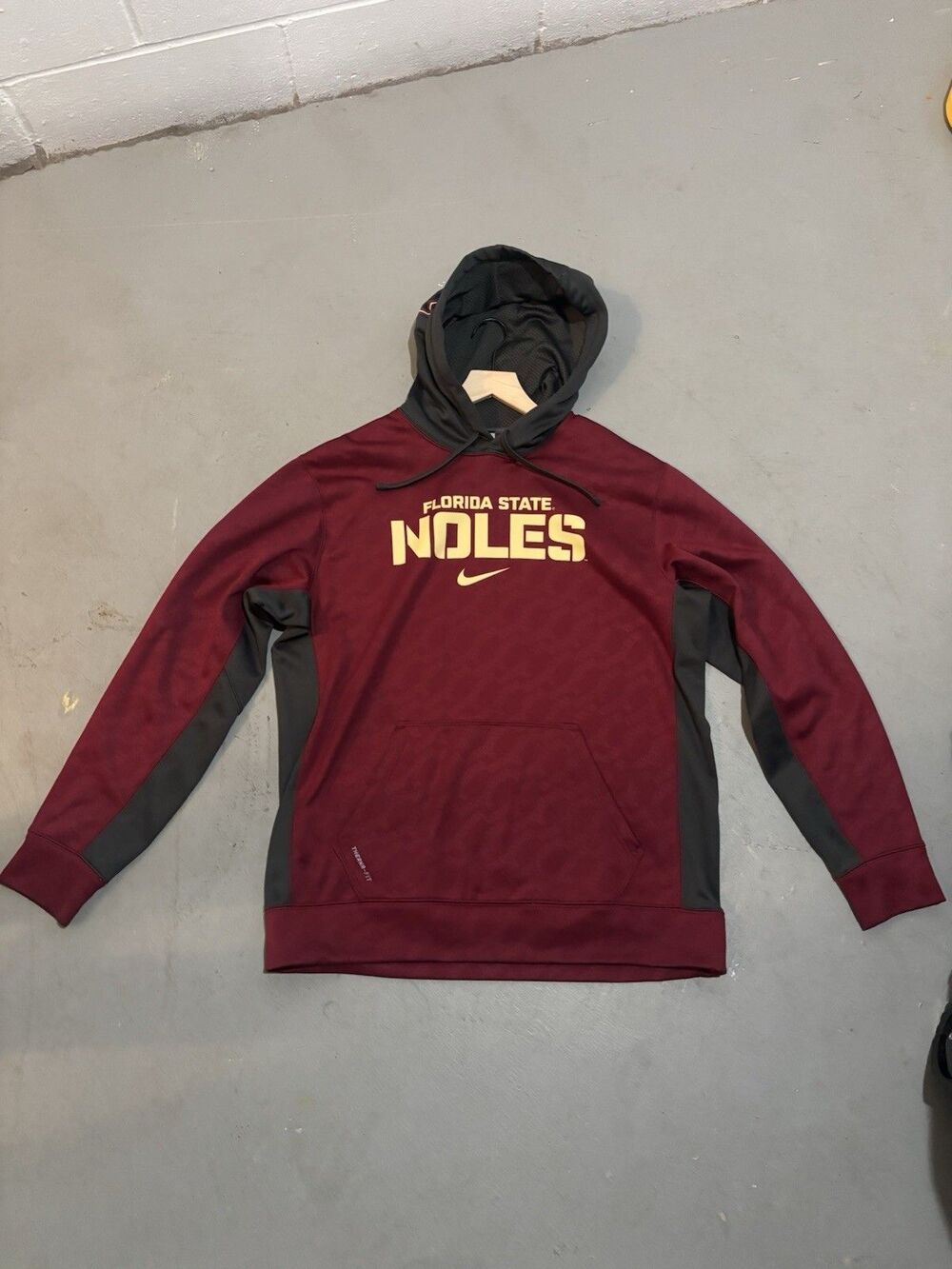 Florida State FSU Seminoles Hoodie Mens L Maroon Therma-FIT Nike NCAA Sweatshirt